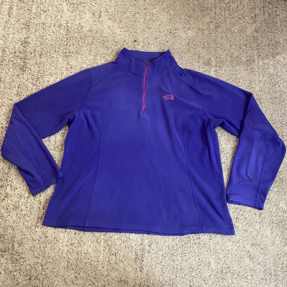 North Face Polartec Fleece Pullover Womens XL Purple Quarter Zip Outdoor Jacket